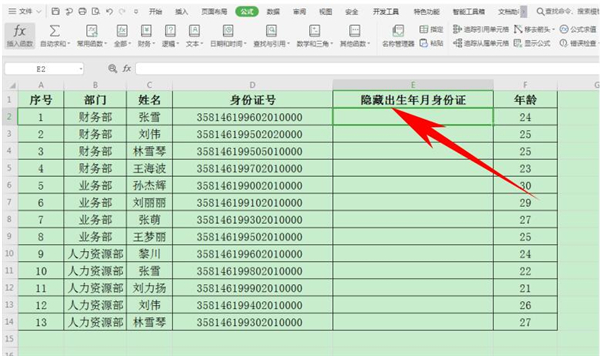 Excel表格中怎么隱藏身份證號生日