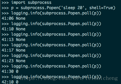 Python中判斷subprocess調起的shell命令是否結束