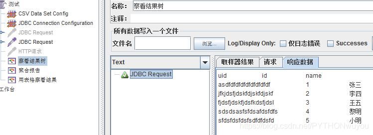 python軟件測(cè)試Jmeter性能測(cè)試JDBC Request(結(jié)合數(shù)據(jù)庫(kù))的使用詳解