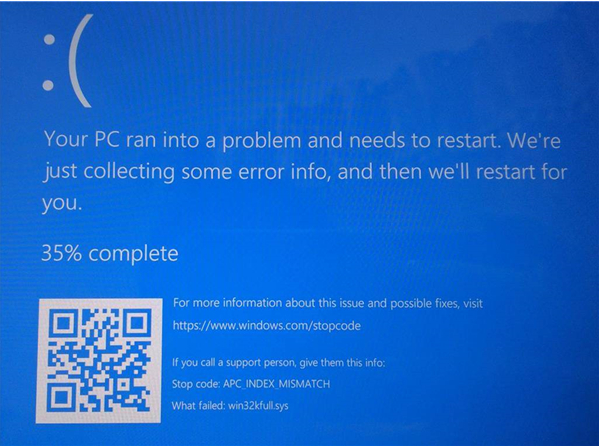 Win10更新后打印機藍屏APC_INDEX_MISMATCH怎么辦?