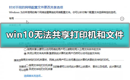 Win10無(wú)法共享打印機(jī)和文件怎么辦