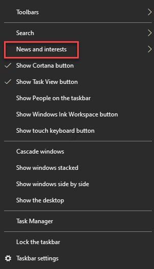Win10 21H1怎么開啟/啟用新聞和興趣功能？