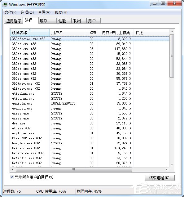 Win7如何打開任務管理器？