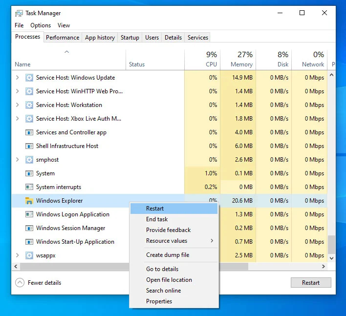 Win10系統怎么重新啟動Explorer.exe(Windows資源管理器)?
