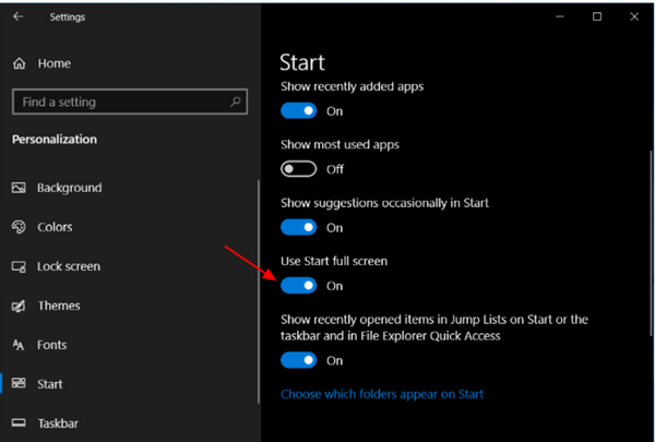Win10如何設置全面屏菜單？Win10設置全面屏菜單的方法