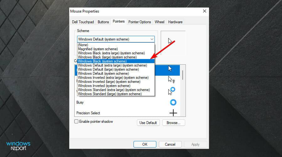 如何在Windows 11中將光標更改為暗模式?