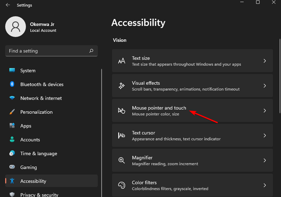 如何在Windows 11中將光標更改為暗模式?