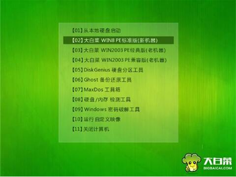 吾空s17 pro-8u筆記本使用大白菜u盤怎樣安裝win8系統？安裝win8系統步驟分享