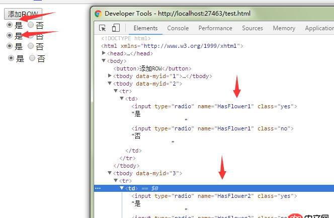 javascript - 動(dòng)態(tài)生成radio，name互相沖突