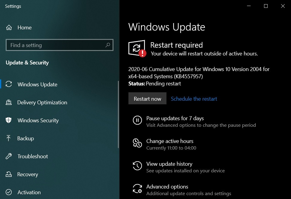 win10 2004更新補(bǔ)丁開始推送 代碼為KB4557957