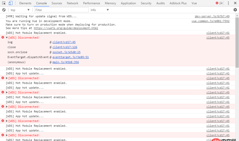 javascript - [WDS] Disconnected! 一直重復出現。