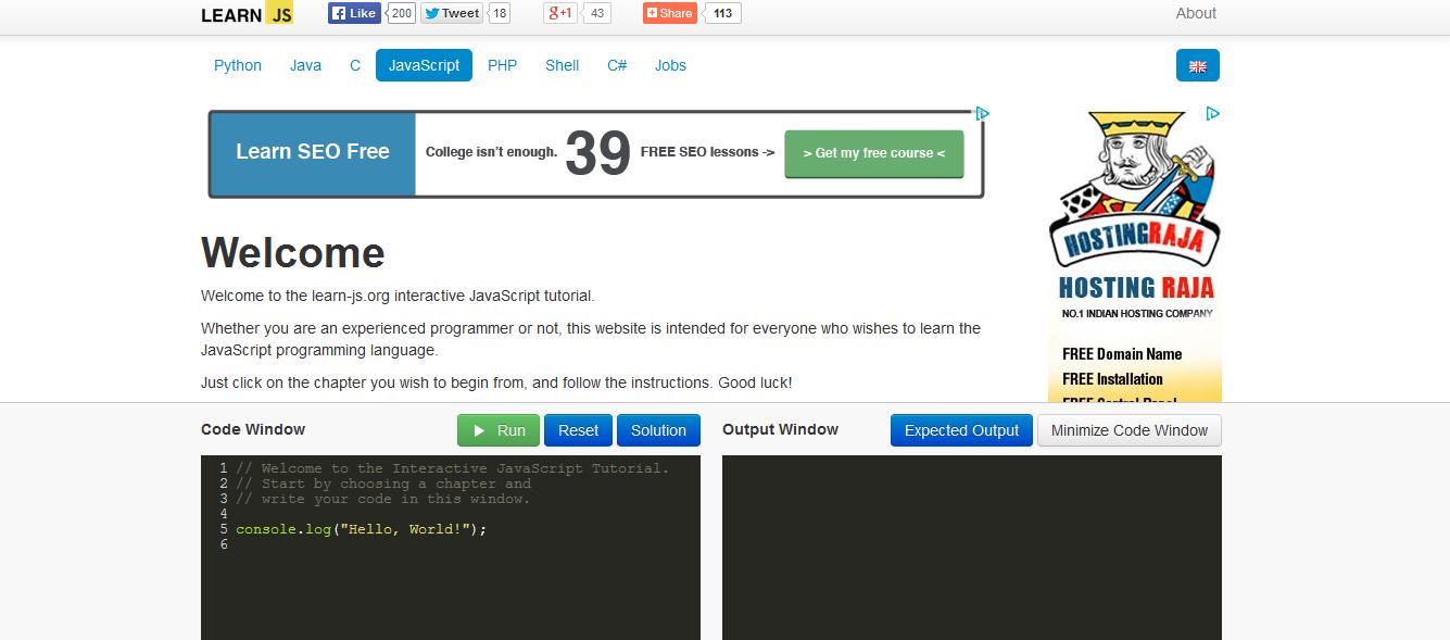 十大免費教程資源幫助新手快速學習JavaScript