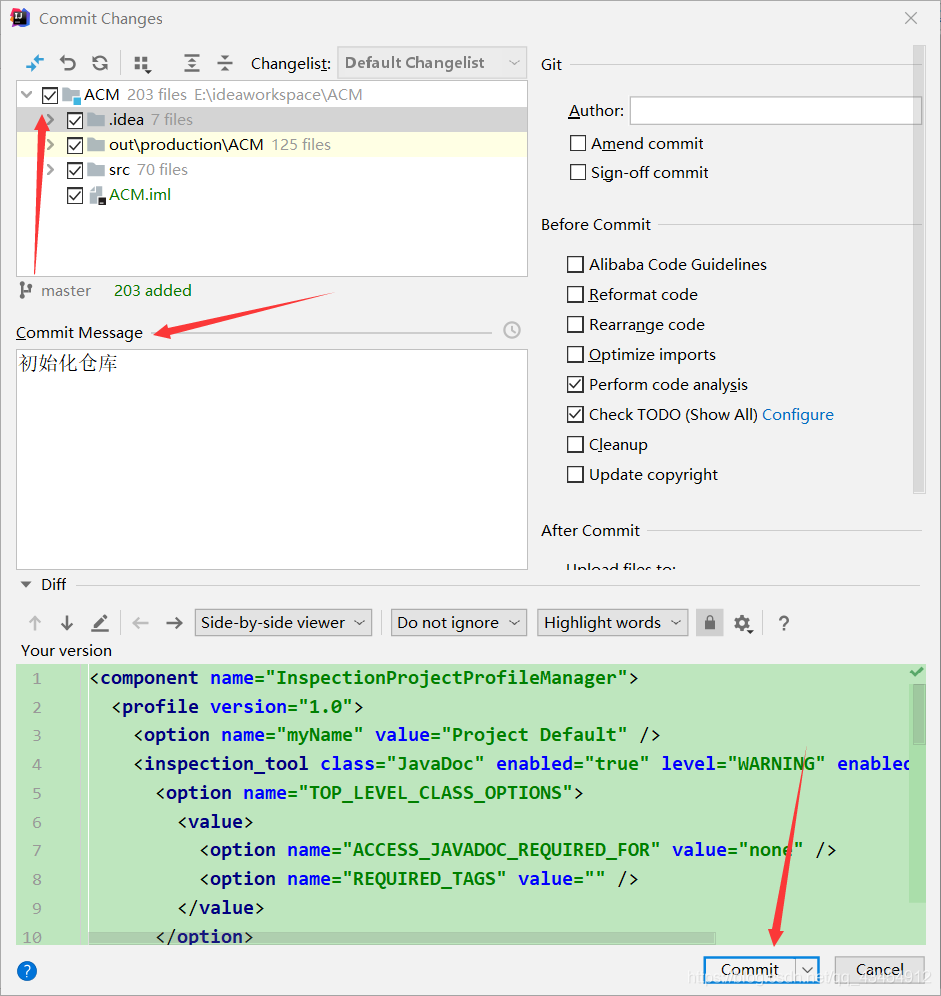IntelliJ IDEA使用git初始化倉庫的使用方法