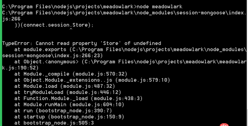 javascript - Node與Express開發中的用MongoDb存儲會話數據問題，按照書敲的，出現了如下問題，搜索已久找不到答案，特意想大家請教
