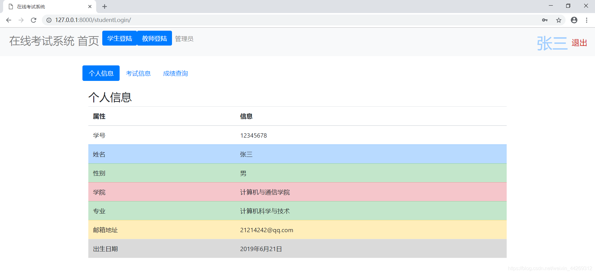 Django框架實現在線考試系統的示例代碼