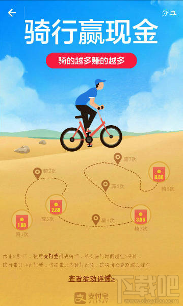 支付寶無現金周騎車贏現金怎么參加？支付寶無現金周騎車贏現金活動詳情
