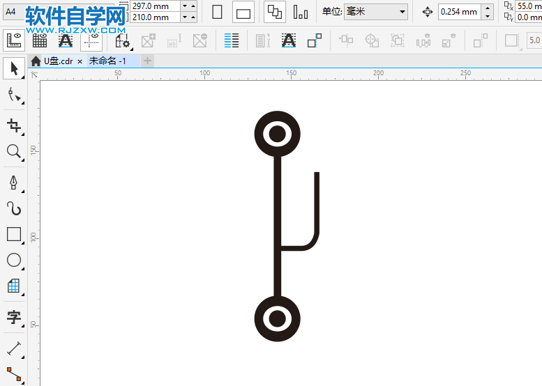 CorelDRAWX8怎么畫USB使用圖標