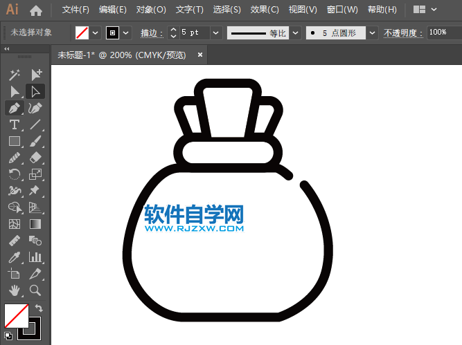 AI怎么繪制一個福袋的圖標(biāo)的方法
