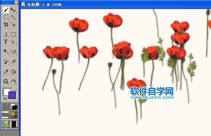 painter怎么使用豎型花草噴圖