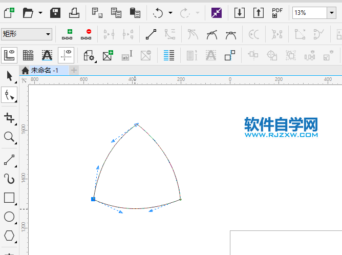 cdr怎么畫(huà)有弧度的三角形