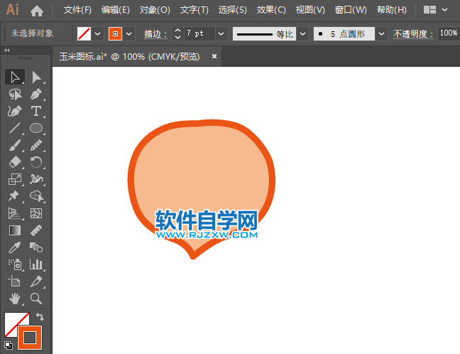 AI怎么畫畫桃子圖標(biāo)