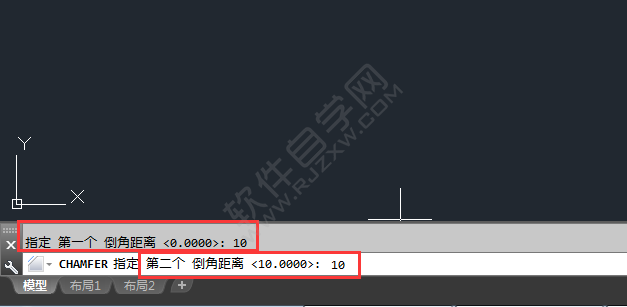 cad上怎么倒角