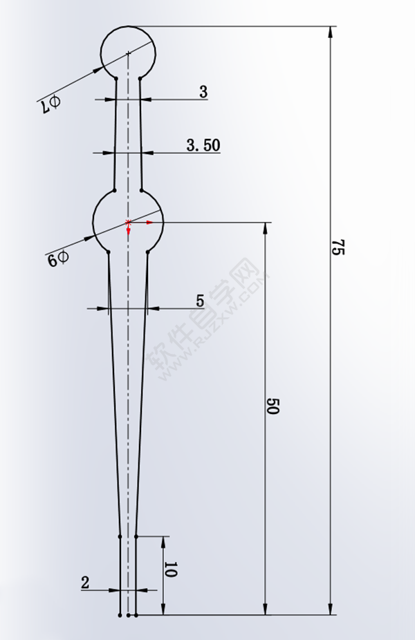 用SolidWorks畫一個夾子，用曲面的方法。