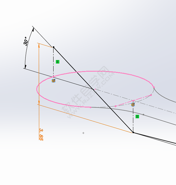 用SolidWorks畫一個夾子，用投影曲線來創建。