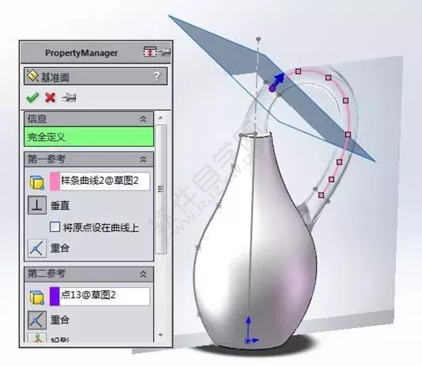 SolidWorks建模練習(xí)：用放樣、掃描特征做的克萊因瓶子