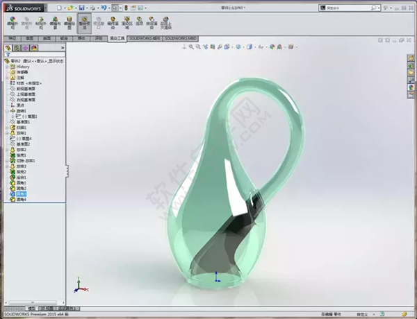 SolidWorks建模練習(xí)：用放樣、掃描特征做的克萊因瓶子