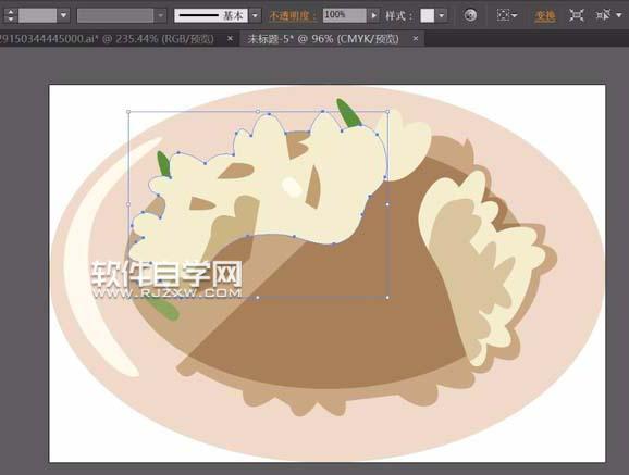 ai怎么畫一碗香菇炒菜效果