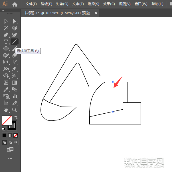 ai怎么畫(huà)簡(jiǎn)化的挖土機(jī)圖案