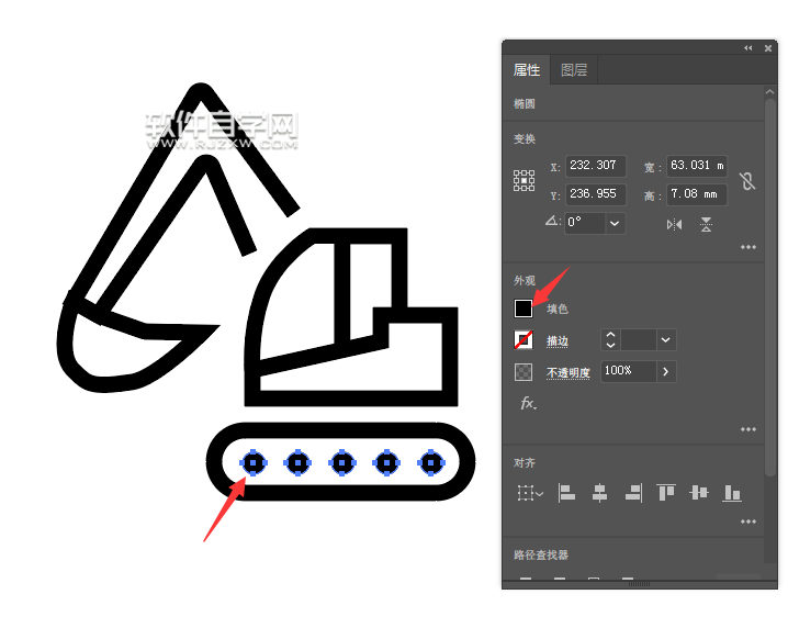 ai怎么畫(huà)簡(jiǎn)化的挖土機(jī)圖案