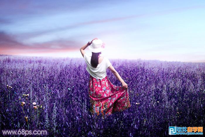 PS給草原上的女友調(diào)成魔幻的藍紫色