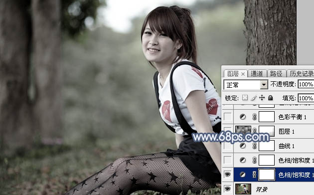 PS打造唯美的中性藍(lán)色外景美女圖片