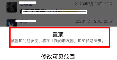 微信朋友圈置頂被屏蔽的人能看到嗎